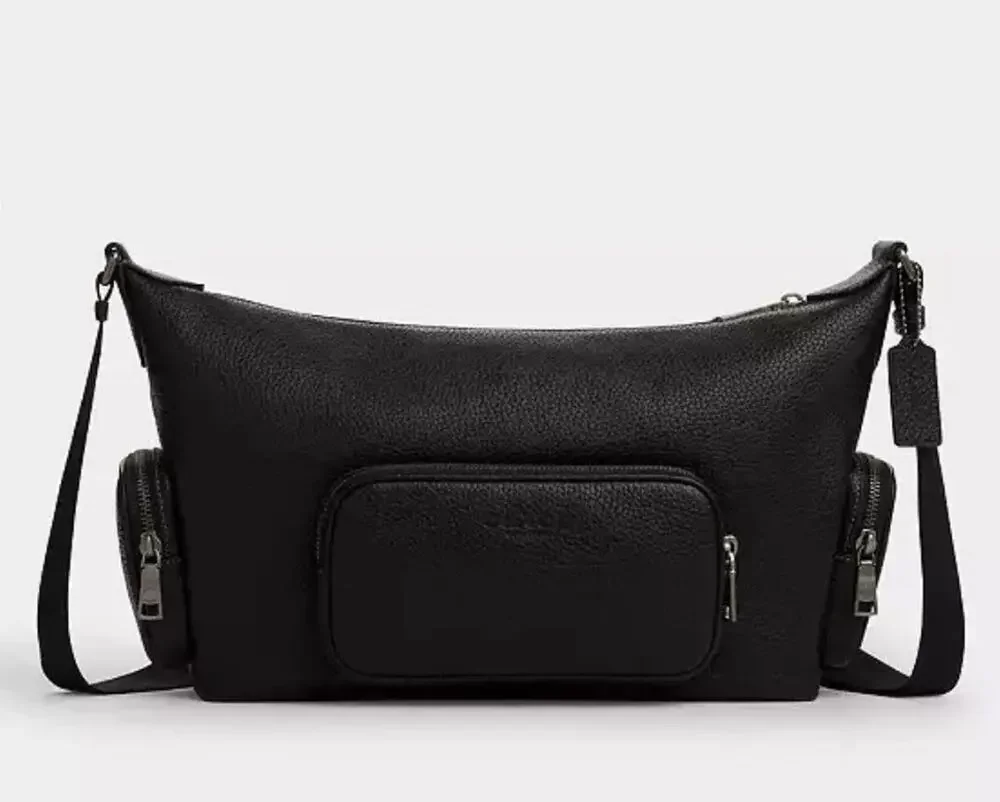 B1-007 Coach Men's Finn Crossbody Bag Pockets In Leather Black CCG15 NWT